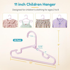 60 Pack Kids Hangers, 11 Inches Baby Clothes Hangers for Closet, Stackfit Interl