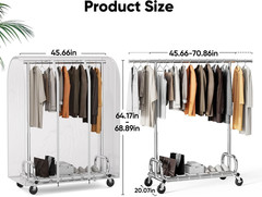HOKEEPER Clothes Rack with Cover Clothing Racks for Hanging Clothes Heavy Duty G