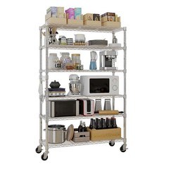 Heavy Duty 6 Tier Metal Shelving Rack for Garage Pantry Kitchen with Wheels