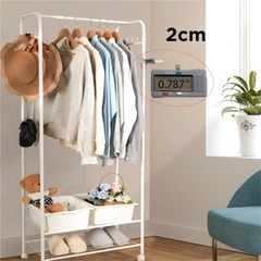 Wheeled Clothes Rack Garment Coat Jacket Shelf Stand Rack w/ 8 Hooks Easy Moving