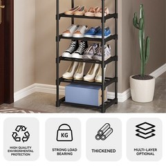 Tall Shoe Rack 10 Tiers Standing Shoes Boots Cabinet Storage Shelf with Hooks US