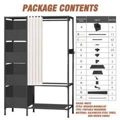 Clothes Rack Heavy Duty Clothing Garment Rack Storage 4 Drawer Bedroom Organizer