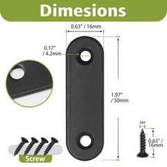 32 PCS 50x16x2mm Flat Bracket Stainless Steel Straight Brace Black Plate