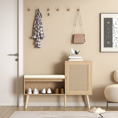 2-in-1 Shoe Storage Bench Shoe Cabinet w/Adjustable Shelves,Seat Cushion Hallway