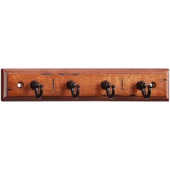 2-Pack Walnut Finish 8.75 Inch Key Rail with 4 Satin Nickel Hooks for Keys Mail