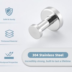 Bathroom Towel Hook Polished Chrome, SUS 304 Stainless Steel Robe Coat Hook Hang