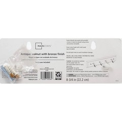 2-Pack Walnut Finish 8.75 Inch Key Rail with 4 Satin Nickel Hooks for Keys Mail