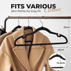 Velvet Clothing Hangers, 200 Pack, BlackGrayIvory, Non-Slip