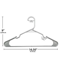 Mainstays Plastic Notched Adult Hangers for Any Clothing Type, Silver Hail 50 Ct