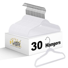 New Best Quality 13.78-Inch Slim Plastic Hangers 30 Pack Cream White Non-Velvet