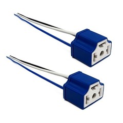 2Pcs Ceramic H4 9003 HB2 Headlight Connector with 3 Adapter Wiring Harness Blue