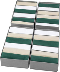 4 Packs T-Shirt Drawer Organizers for Clothing,10 Grids Compartment Wardrobe Sto