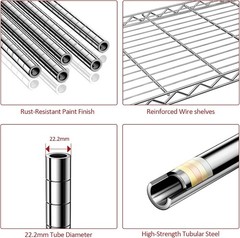 MZG Storage Rack Metal Shelving Wire Shelves Tool Garage Rack Shelves 76.8″H