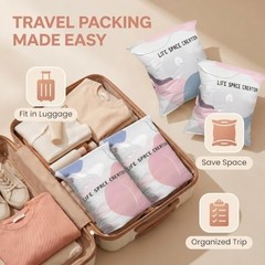 Vacuum Storage Bags 4 Pack No Pump Large Medium Cube Compression Bags for