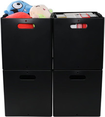 Foldable Black Storage Cubes with Handles – 4 Pack Baskets for Organizing