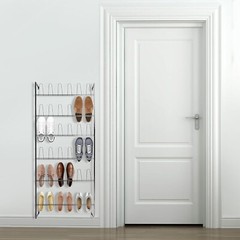 Wall Mounted Black Metal 36 Hook Shoe Rack / 18 Pair Entryway Shoe Storage Stand