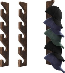 2 Pcs Hat Rack for Baseball Caps, Wall Mounted Wooden Hat Storage Organizer Hang