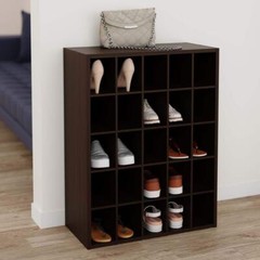 32 in. H x 24 in. W x 12 in. D Espresso Wood Look 25-Cube Storage Organizer