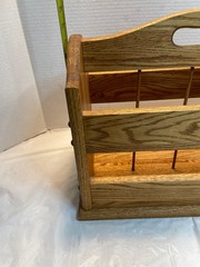 Vintage Oak Wood Magazine Rack Holder Stand Newspaper Record Vinyl 18.5x10x15