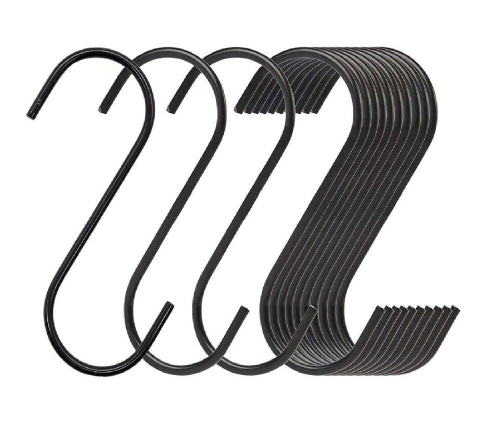 20 Pack Large S Hooks Black Steel S Shaped Hooks 3.7 In Vinyl Coated Heavy Dut