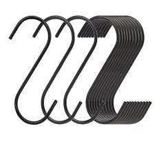 20 Pack Large S Hooks Black Steel S Shaped Hooks 3.7 In Vinyl Coated Heavy Dut