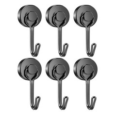 6 Pack Magnetic Hooks Heavy Duty, 35LBS Swivel Swing Neodymium Magnet Hooks