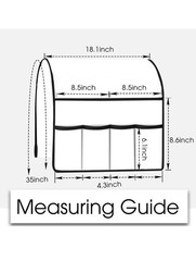 Brown Fabric Bedside Organizer Bag, 35×18.1 in, 5 Compartments, Hanging