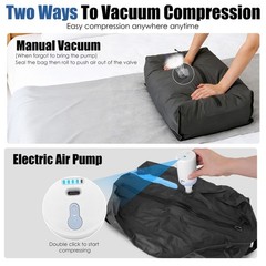 2Pcs 17L Travel Vacuum Bags for Luggage w/ Pump Reusable Vacuum Seal Bags