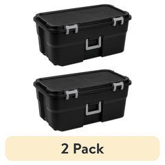 (2 pack) Sterilite 22 Gallon Large Wheeled Footlocker, Heavy Duty Plastic Storag