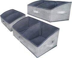 3 Pack Foldable Trapezoid Storage Bins for Clothes, Toys & More – Dark Grey