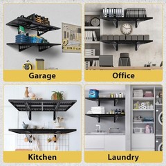 2pcs1.6x4Ft Garage Wall Shelving Wall Mounted Heavy Duty Shelving Easy Assembly