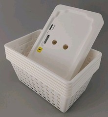 (Lot of 6) Ikea RUNDBAL Storage Box w/Lid 11″x7.5″x 5″ White 505.464.04