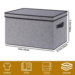 Fabric Storage Boxes 7.1 X 9.1 X 13 Inch Baskets For Shelves With Lids Wardrobe