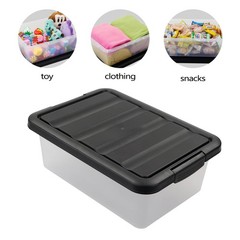 Wekioger Versatile Plastic Storage Organizer Bins Black Lids 14 Quart 2 Packs