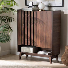 Paricia 37.2 In. W X 45.7 In. H Walnut Brown Shoe Storage Cabinet
