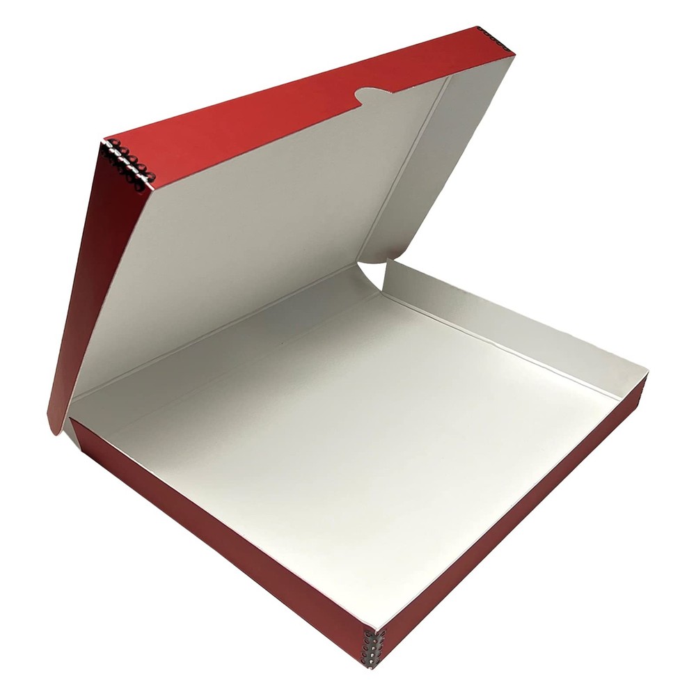 Lineco Folio Storage Box, Faux Leather Cover, Clamshell 9x12x1.75, Red