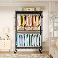 Heavy Duty P1 Plus Rolling Clothes Rack with Wheels, Max Load 524 LBS
