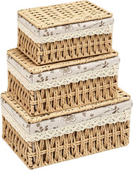 Handwoven Faux Rattan Storage Baskets – Set of 3 for Boho Home Organization