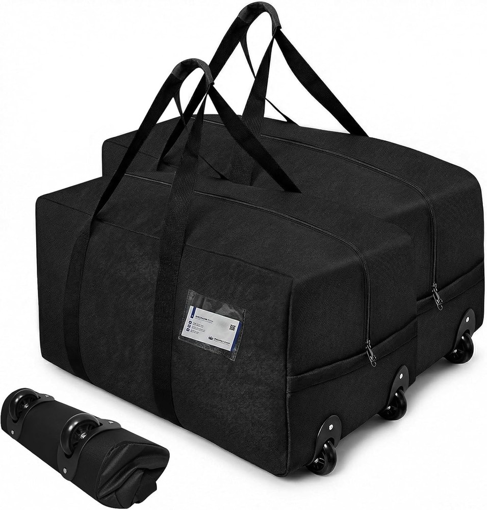 2 Pack Extra Heavy Duty Large Moving Bags, Clothes Storage Totes with 2 Wheels