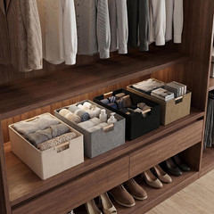 Beige Foldable Storage Cubes with Wooden Handles – 2 Pack Organizer Bins