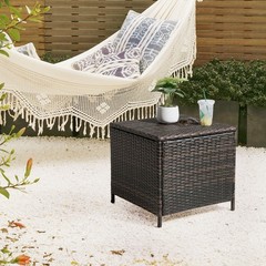 27GAL Patio Wicker Rattan Brown Table Garden Square Container Storage Furniture