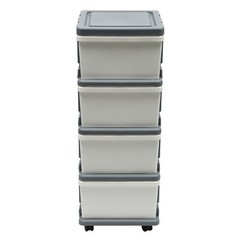 16.5*13.3*34.5in White/ Grey Rectangular PP 4-Drawer Organizer With Tray Top