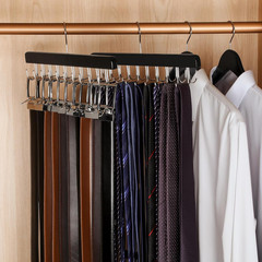 20 Hooks 2 in 1 Belt Tie Hanger for Closet Max 30 Belts with 30 Ties Capacity, B