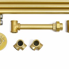 Industrial Pipe Clothes Rack Iron Garment Bar Closet Storage Gold Wall Mounted