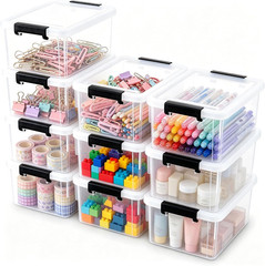 Stackable 10 Pack 1.3 Quart Plastic Storage Bins with Lids and Latches