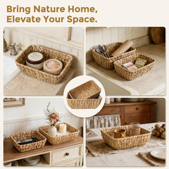 Set of 2 Natural Wicker Storage Baskets for Organizing and Gifts