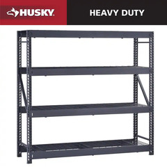 Heavy-Duty 4-Shelf Metal Garage Storage Unit – Black, 77″W x 72″H x 24″D