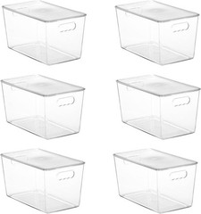 6 Count XL Stackable Storage Bins – Durable & Water-Resistant with Lift-Off Lids
