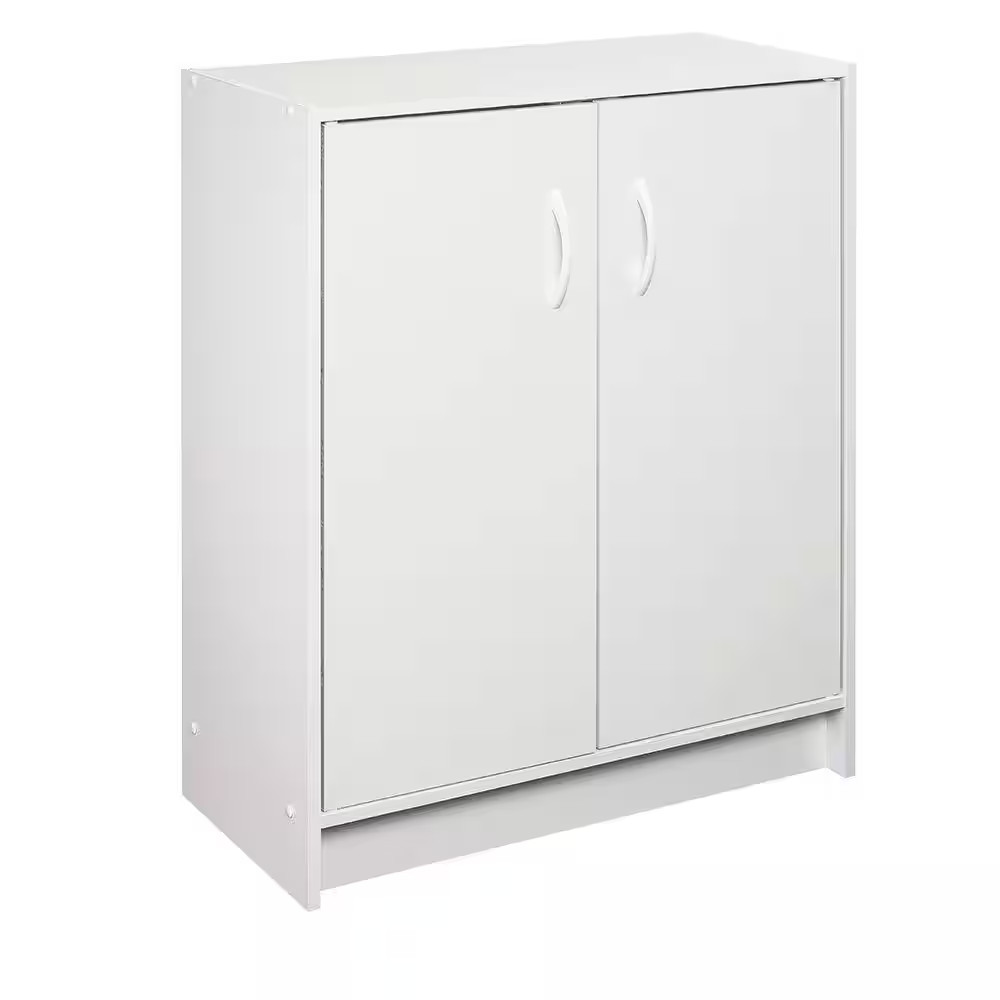 32 In. H X 24 In. W X 12 In. D White Wood Look 2-Door Stackable Storage Organize