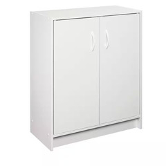 32 In. H X 24 In. W X 12 In. D White Wood Look 2-Door Stackable Storage Organize